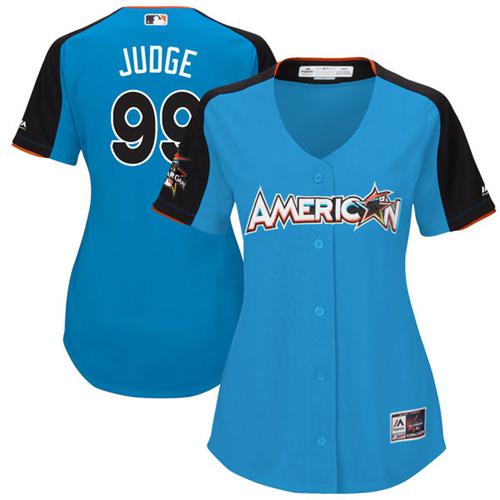 Yankees #99 Aaron Judge Blue All-Star American League Women's Stitched MLB Jersey